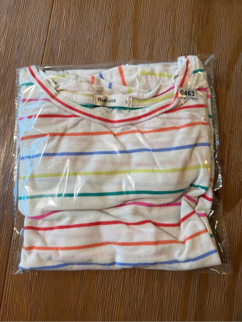 Marine Layer Women’s White Tee with Rainbow Stripes - Picture 4 of 4